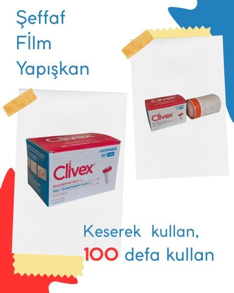 Clivex Tıbbi Esnek Seffaf PU Flaster 10cm x 10 m